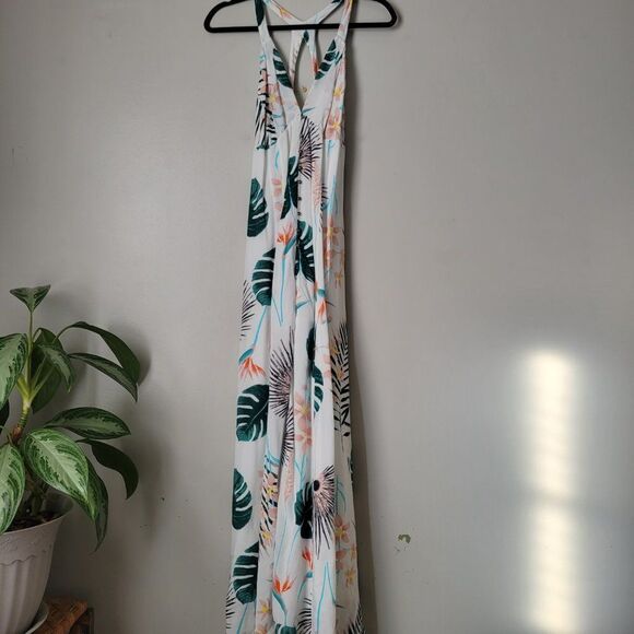 EUC FLORAL SUMMER HALTER OPEN BACK STRAPPY MAXI SKIRT SIZE M - Picture 12 of 14